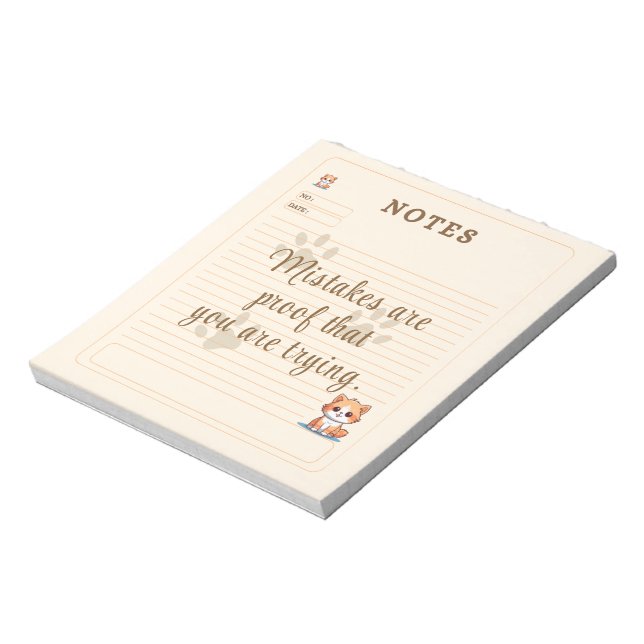 Bloco De Notas Orange Yellow White Playful Kitten Custom Notes (Invertido)