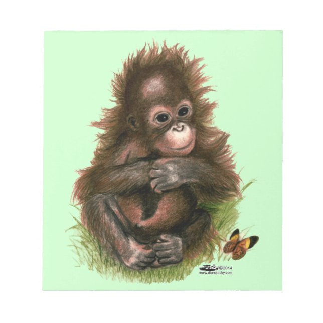 Bloco De Notas Orangutan Baby e Butterfly (Frente)
