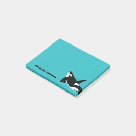 Bloco De Notas Orcas Killer Whales Teal Blue Personalizado