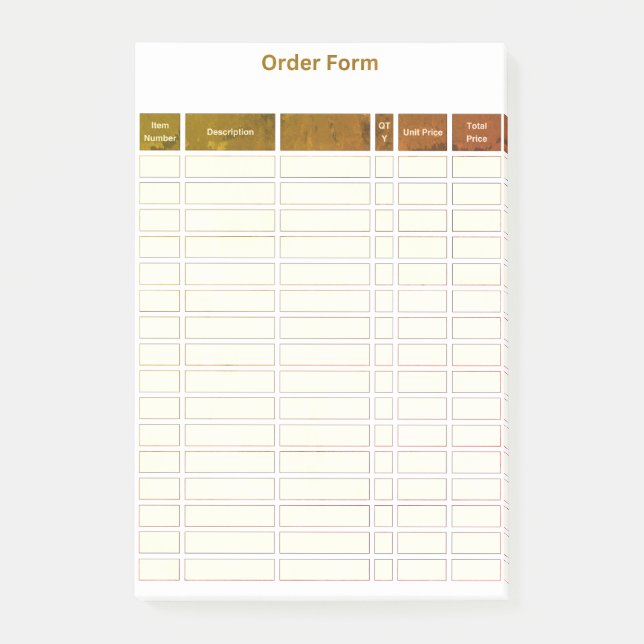 Bloco De Notas order form post it note (Frente)