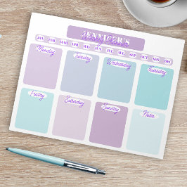 Bloco De Notas Organizador De Planadores Semanais Pastel Purple E