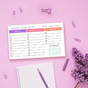 Bloco De Notas Organizador Diário Rosa Salmão Roxo para Fazer Lis