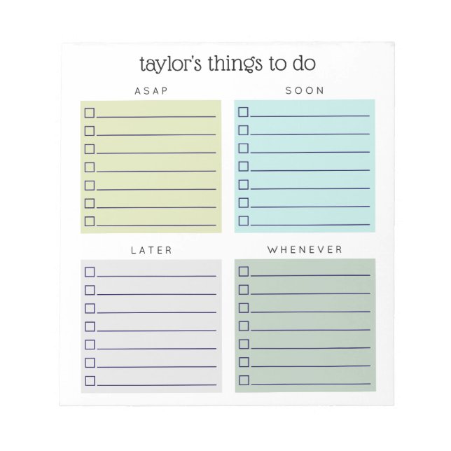 Bloco De Notas Organized Things to Do Blue Olive Gray (Frente)