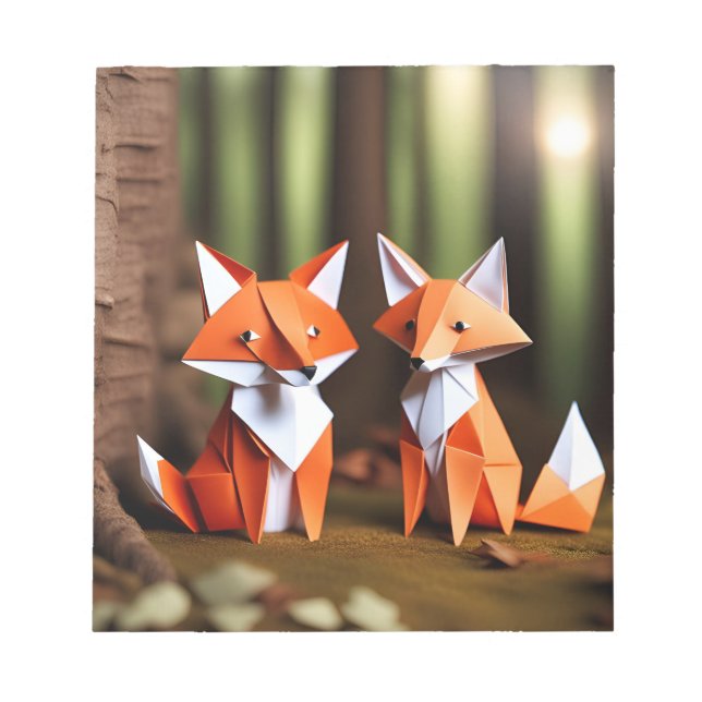 Bloco De Notas Origami Art - Duo da Natureza Selvagem: Raposas (Frente)