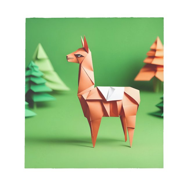 Bloco De Notas Origami Art - Harmonia Grazing: Serene Llama (Frente)