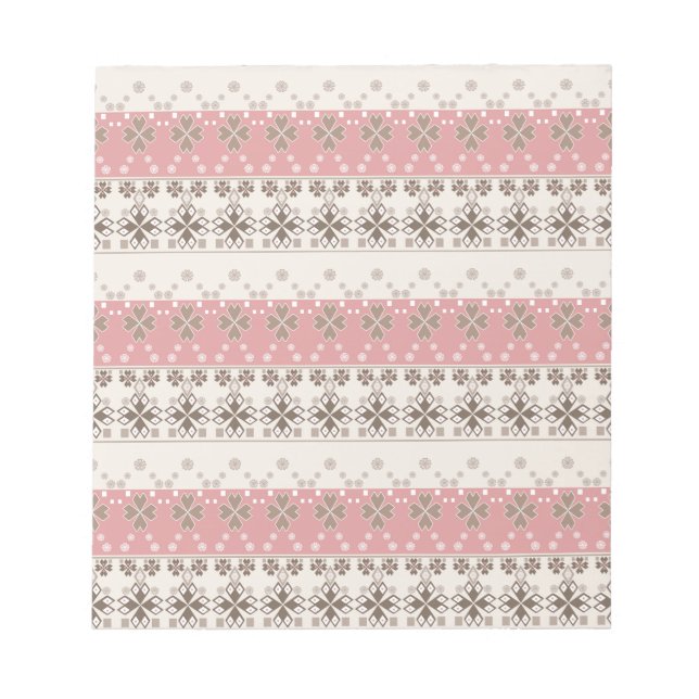 Bloco De Notas ornamento bege rosa (Frente)