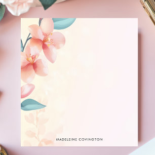 Bloco De Notas Orquídea Rosa Elegante em Flor Nome Personalizado