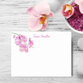 Bloco De Notas Orquídeas Rosa em Aquarela Personalizadas