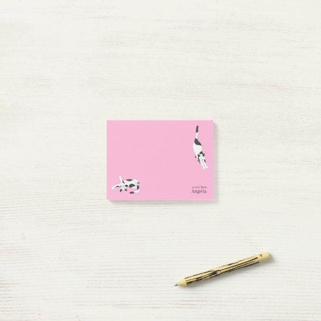 Bloco De Notas Os Gatos de cadstudios Rosa (Na mesa)