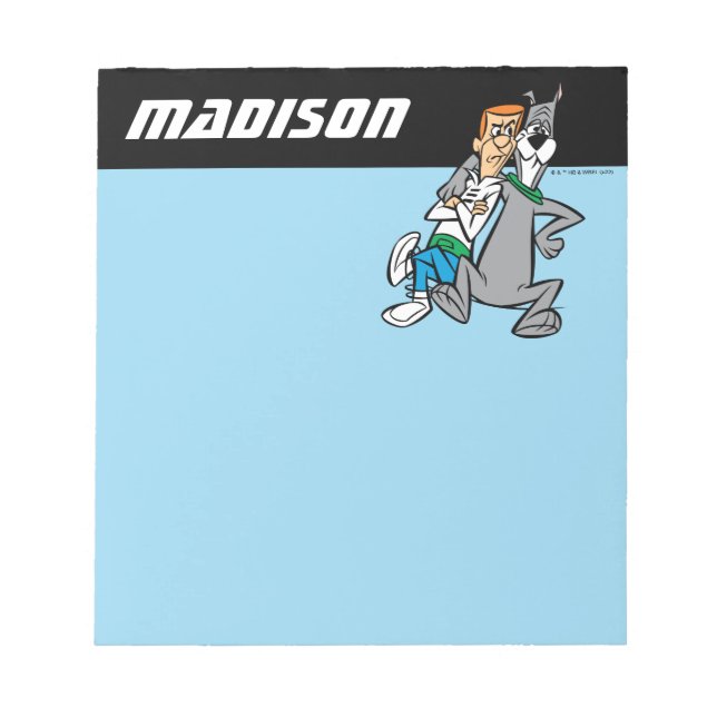 Bloco De Notas Os Jetsons | George & Astro | Adicione seu nome (Frente)