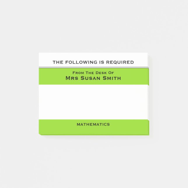 Bloco De Notas Os professores que a classe nota o verde | (Frente)