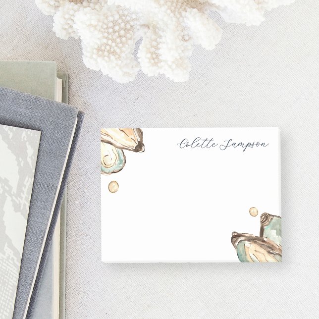 Bloco De Notas Ostra Aquarela Costeira Personalizada (Criador carregado)