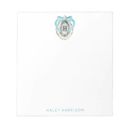 Bloco De Notas Ostra Arco Azul Costeira Monograma de Cor Watercol