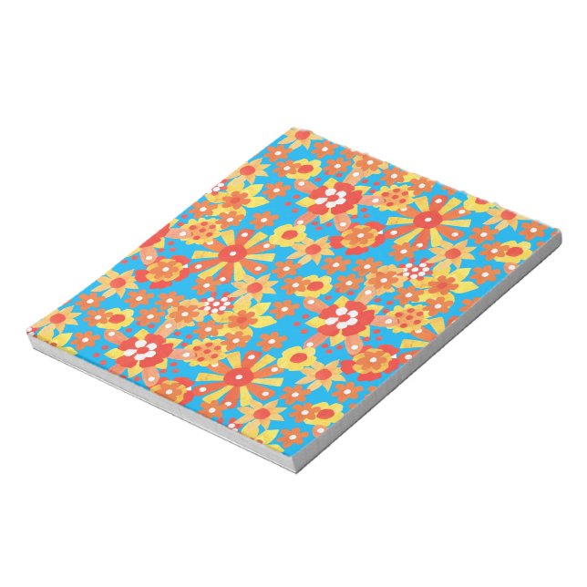 Bloco de notas ou Jotter Grande, Flores Laranja Di (Invertido)