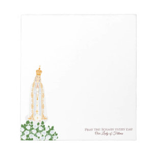 Bloco De Notas Our Lady of Fatima and white roses