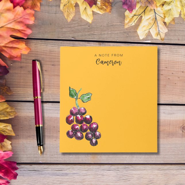 Bloco De Notas Ouro Amarelo de Uvas Desenhadas Manualmente (A gold fall notepad for a golden time of year -- the magical season of autumn.)