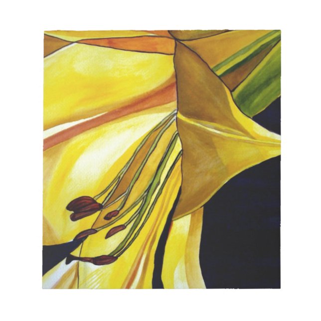 Bloco De Notas Ouro Amarelo Esplendor Lily Arte original (Frente)