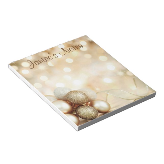 Bloco De Notas Ouro Bokeh Ornament Balls (Inclinado)