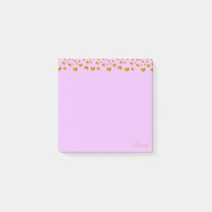 Bloco De Notas Ouro Confetti e Caligrafia na Violet