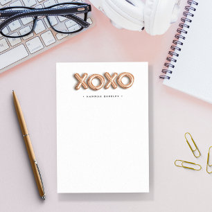 Bloco De Notas Ouro cor-de-rosa XOXO personalizado