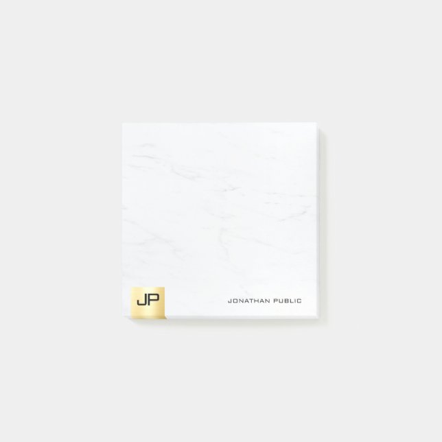 Bloco De Notas Ouro elegante e mármore do modelo simples moderno (Frente)