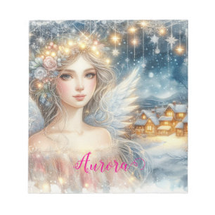Bloco De Notas Ouro Festivo Aquarela Etéreo Gelo Anjo da Neve