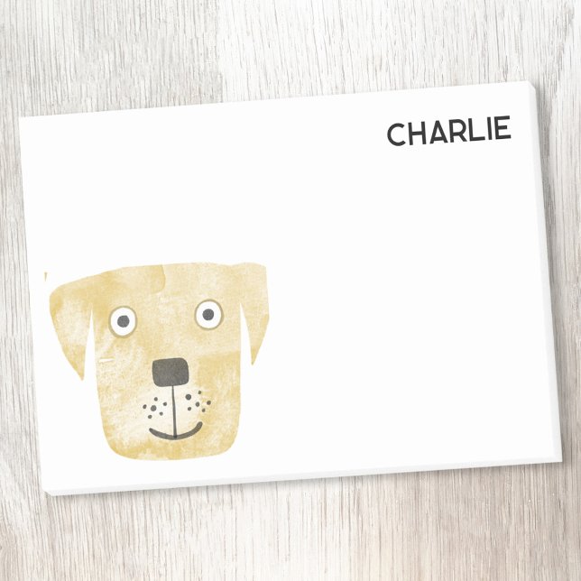 Bloco De Notas Ouro Labrador Retriever Dog Personalizado (Golden Labrador Retriever Dog personalized name post it notes)