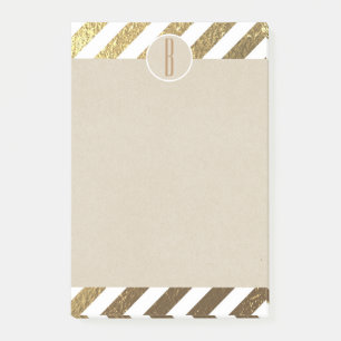 Bloco De Notas Ouro & Listras de Folha de Flandres Branca Kraft M