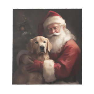 Bloco De Notas Ouro Retriever com Natal Clause