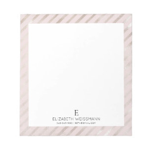 Bloco De Notas Ouro Rosa Folha Glitter Monograma Personalizado Fe