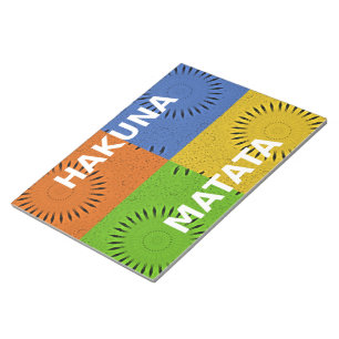 Bloco De Notas Ouro Vermelho Azul Verde Matata Hakuna