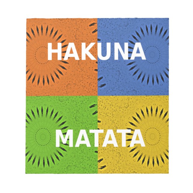 Bloco De Notas Ouro Vermelho Azul Verde Matata Hakuna (Frente)