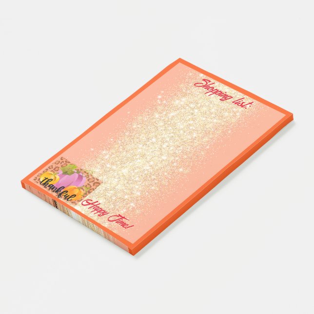 Bloco De Notas Outono Agradecido Personalize texto e cor (Inclinado)