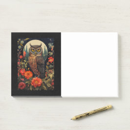 Bloco De Notas Owl at Night with a Full Moon