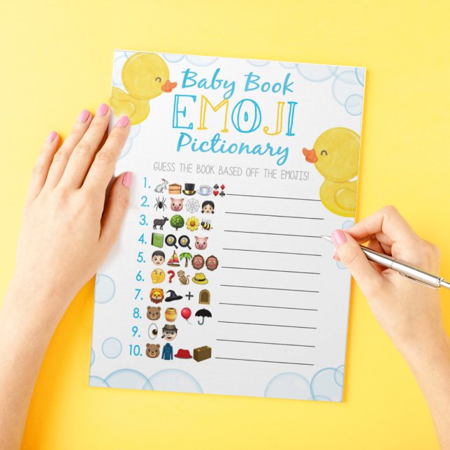 Bloco De Notas Pacote de Chá de fraldas Emoji Baby Book (Baby Book Emoji Pictionary Watercolor Rubber Duck Baby Shower Game Pack of 40 Answer Sheets)