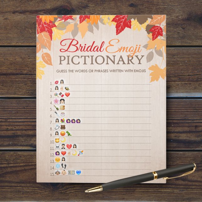 Bloco De Notas Pacote de Chá de panela de Queda de Imagem Emoji (Fall Bridal Emoji Pictionary Bridal Shower Party Game. Comes in a pack of 40 easy tear away games!)