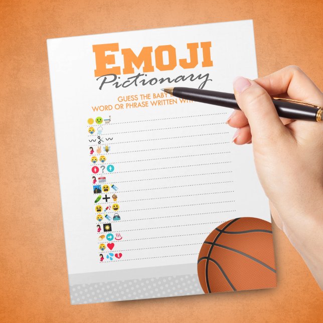 Bloco De Notas Pacote de Jogo de Pictionary de Emoji de Basqueteb (Emoji Pictionary Basketball Baby Shower Game. Pack of 40 Games)