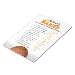 Bloco De Notas Pacote de Jogos de Chá de fraldas de Basquete para