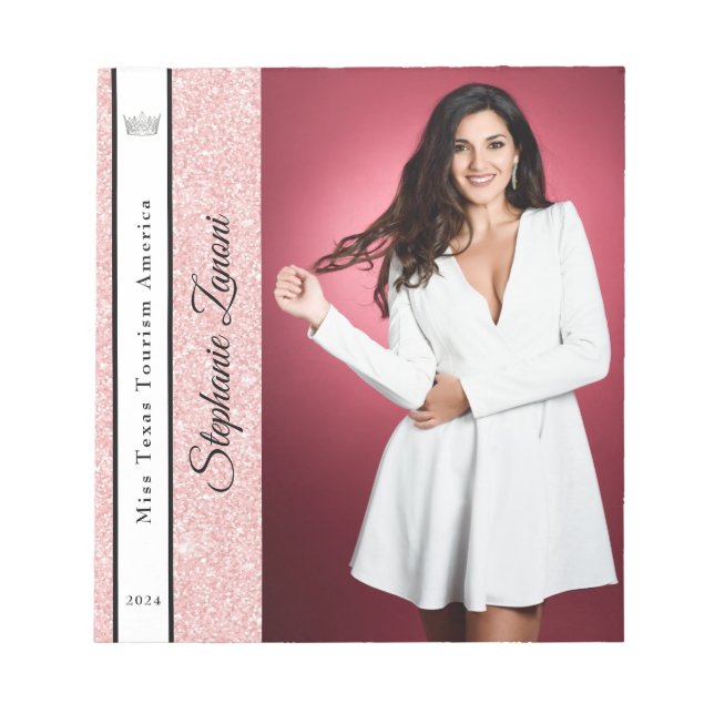 Bloco De Notas Pad de Autografo de Cinza com Brilho Dourado rosa (Frente)