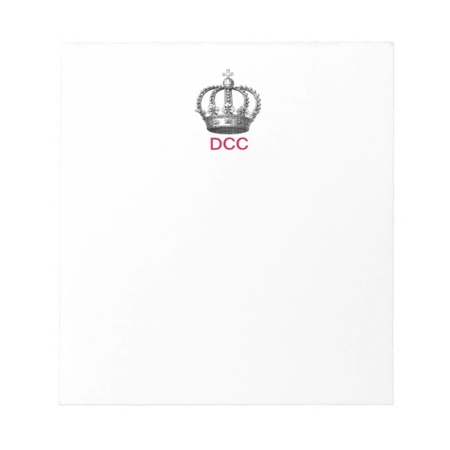 Bloco De Notas Pad de Nota de Corona Monograma (Frente)