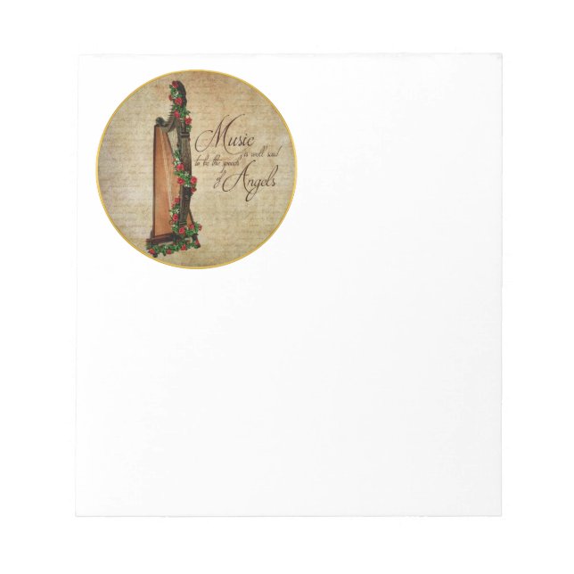Bloco De Notas Pad de Nota de Rosa Harp Irlandês (Frente)