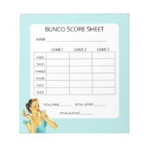 Pad de Pontuação do Jogo Bunco Retroativo