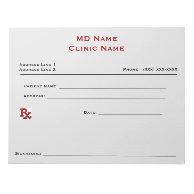 Bloco De Notas Pad de Prescrição Manual (Grande - Cinza Leve) (Frente)