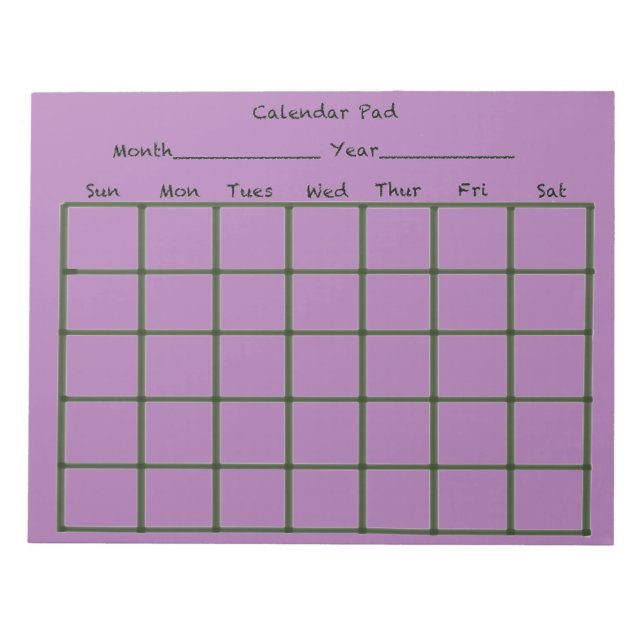 Bloco De Notas Pad Roxo do Calendário (Frente)
