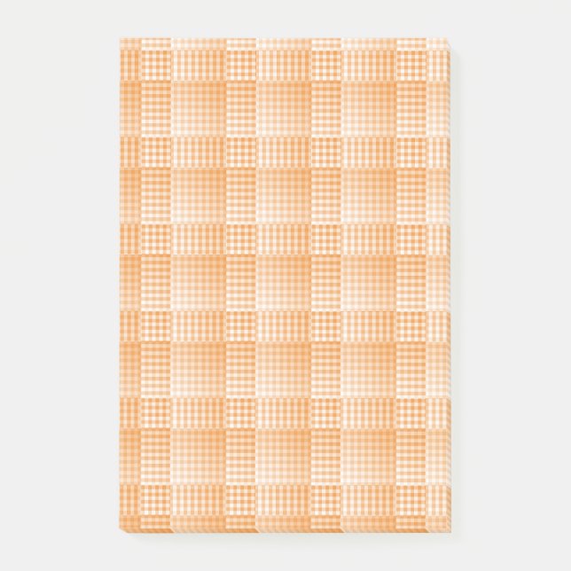 Bloco De Notas Padrão Abstrato Xadrez Laranja Branco (Frente)