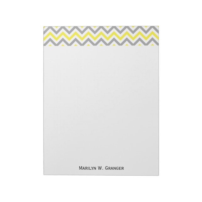 Bloco De Notas Padrão Amarelo, Cinza Escura Grande Chevron ZigZag (Invertido)