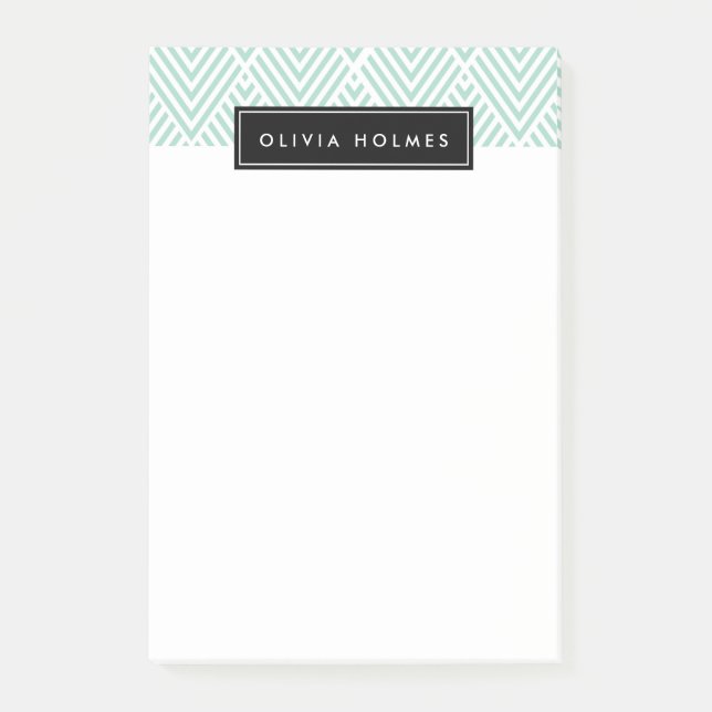 Bloco De Notas Padrão Aqua & Black Chevron (Frente)