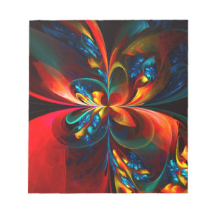 Bloco De Notas Padrão Azul Laranja-Abstrato Floral Moderno #14