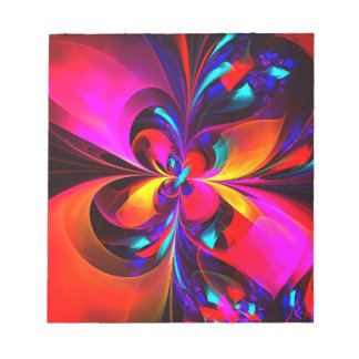 Bloco De Notas Padrão Azul Vermelho Abstrato Floral Moderno #07