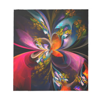 Bloco De Notas Padrão Azul Vermelho Abstrato Floral Moderno #13